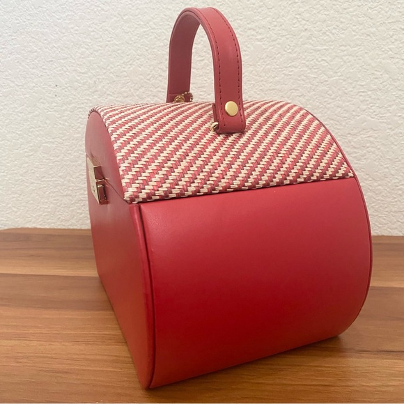 Vintage ALFRED Design Keepsake Red Genuine Leather Organizer Jewelry Case Bag - Picture 2 of 16